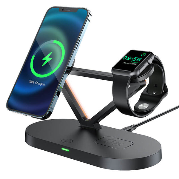 Acefast 3-IN-1 Qi 15W Wireless Charging Holder with Back LED Light E9