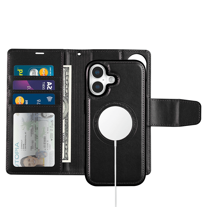 iPhone 17 Hanman Miro Leather 2-in-1 Wallet Case with Magnetic Back