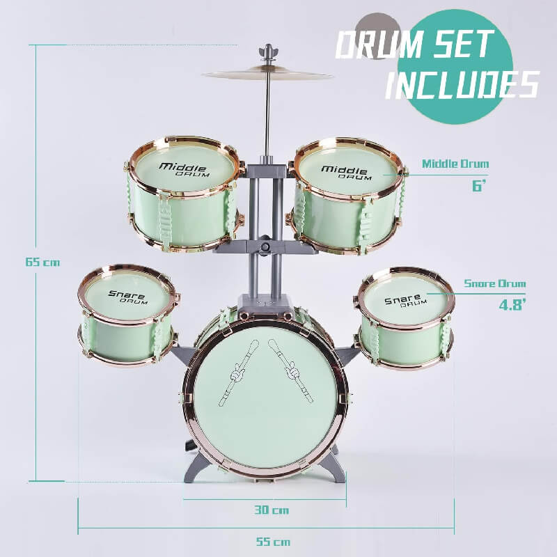 Mobie Educational Instrument Toy Jazz Drum Set for Kids Ages 3-10