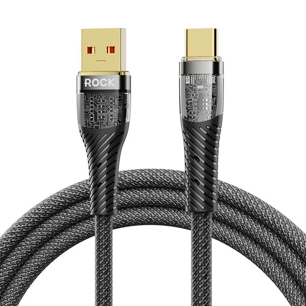 Rock Transparency 100W/6A Fast Charge Data Cable USB to Type-C 1.2m Z21