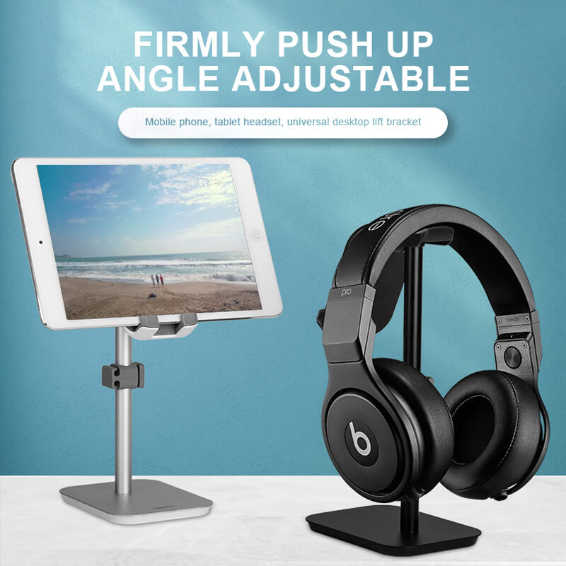 SAIJI Premium Metal 2-in-1 Headphone Stand and Cell Phone Stand YZ-103