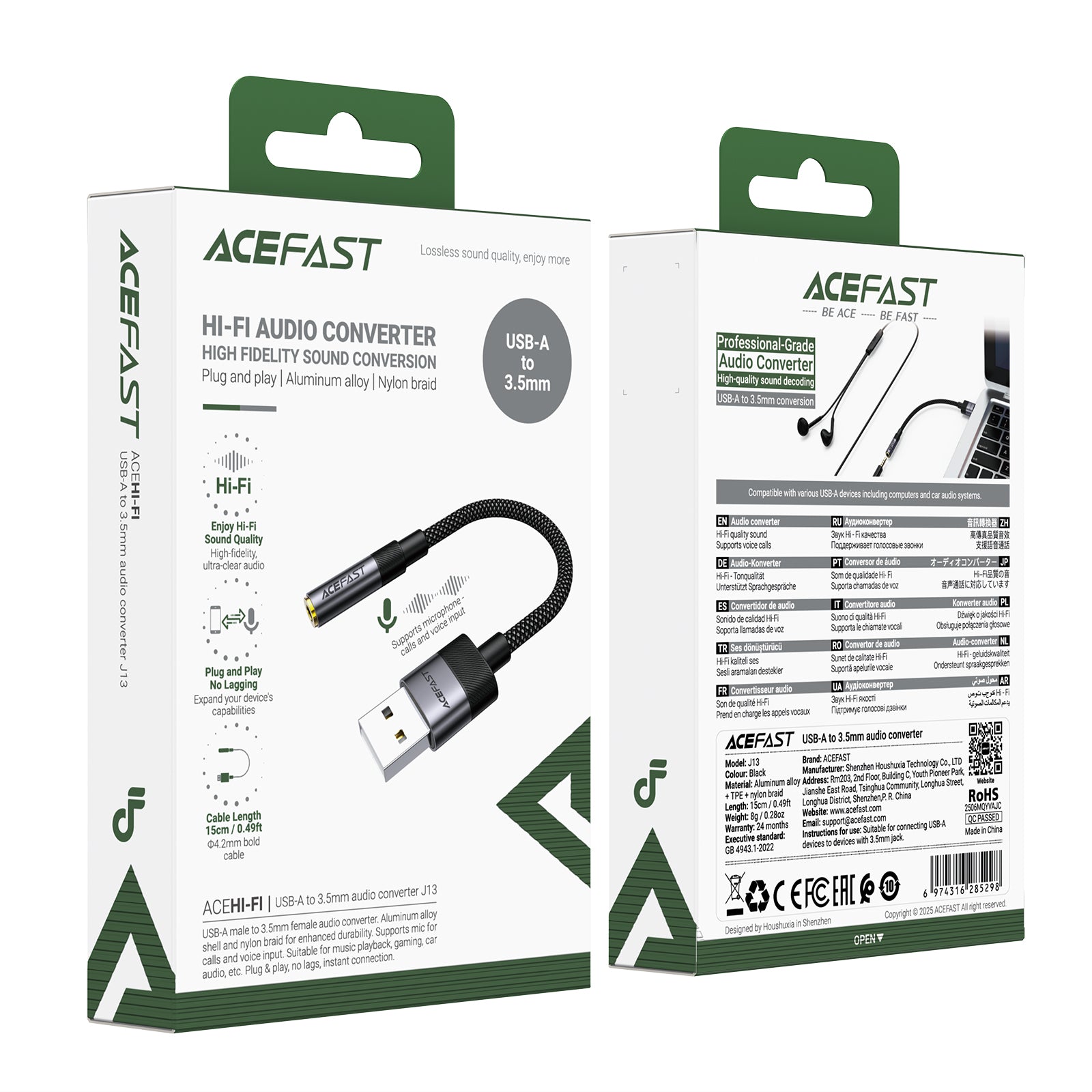 Acefast 3.5mm Audio to USB-A Nylon Braided Cable J13