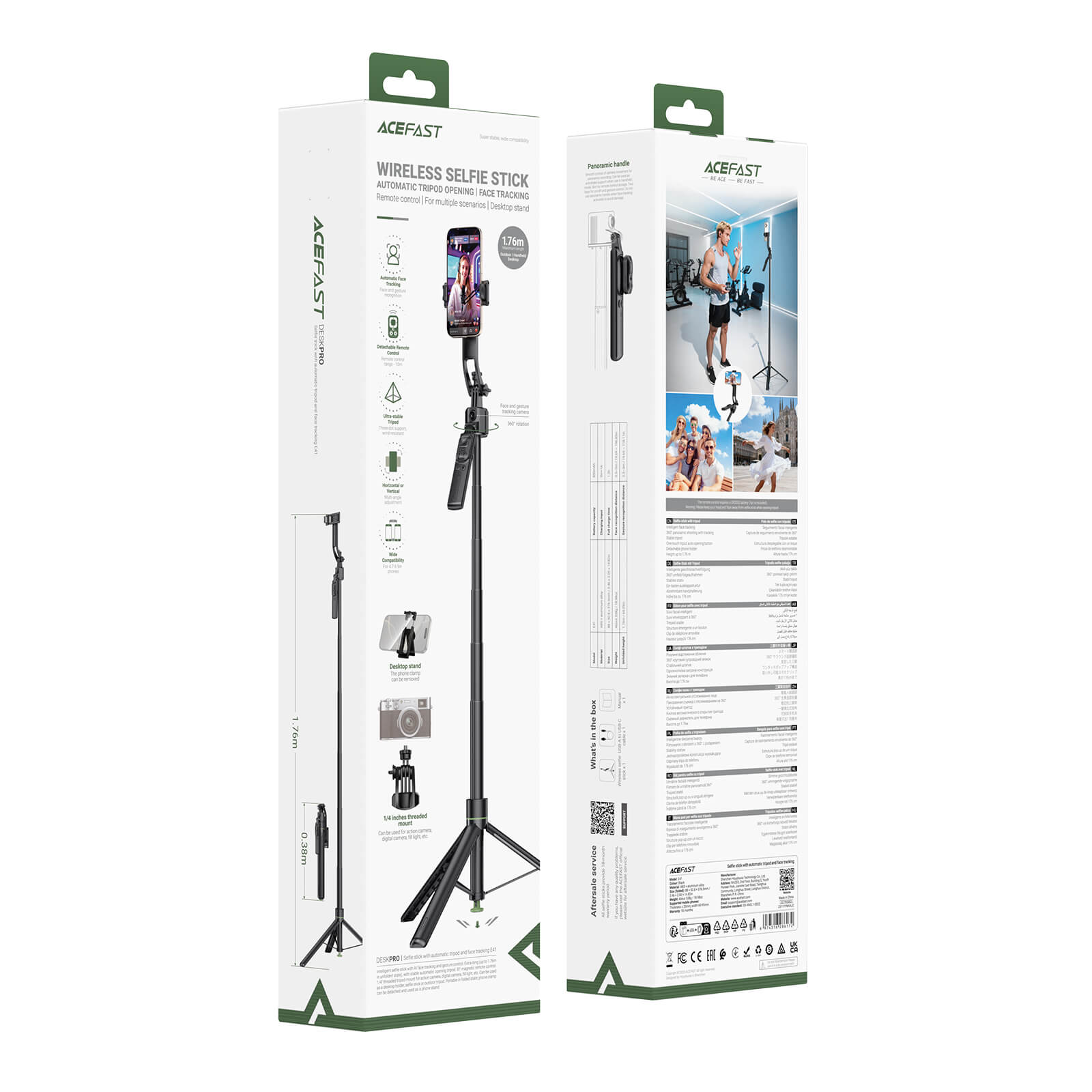 Acefast AI Face Tracking Auto Deploy Tripod 176cm Extended E41