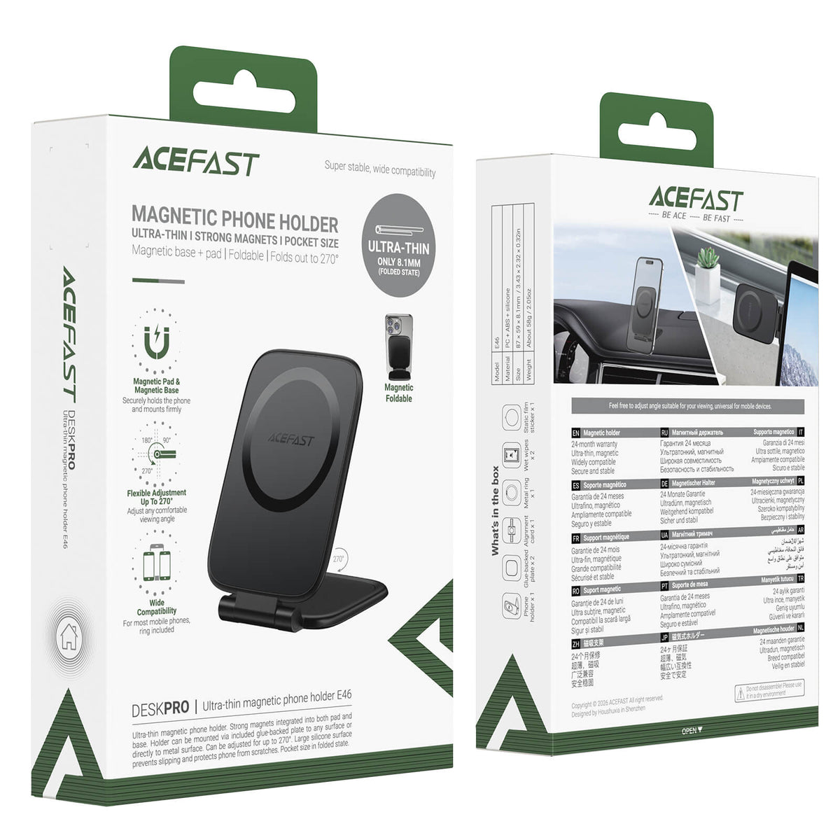 Acefast Ultra Thin Foldable Magnetic Car Dashboard Phone Stand D46