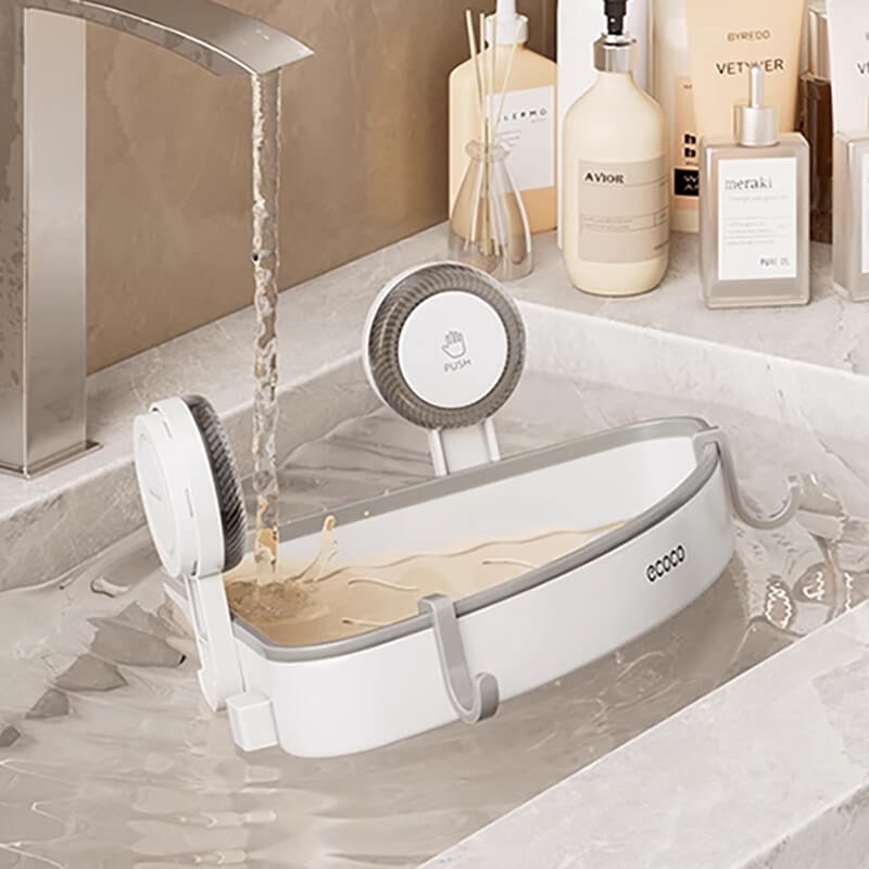 Mobie Suction Wall Mount Corner Shelf with Strong Hold and Ventilated Design E25129