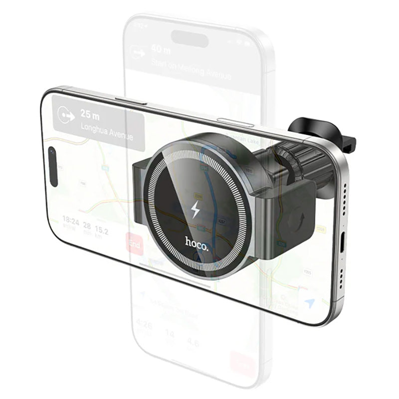Hoco 15W Wireless Charging Magnetic & Clamp Air Vent Car Phone Holder HW35