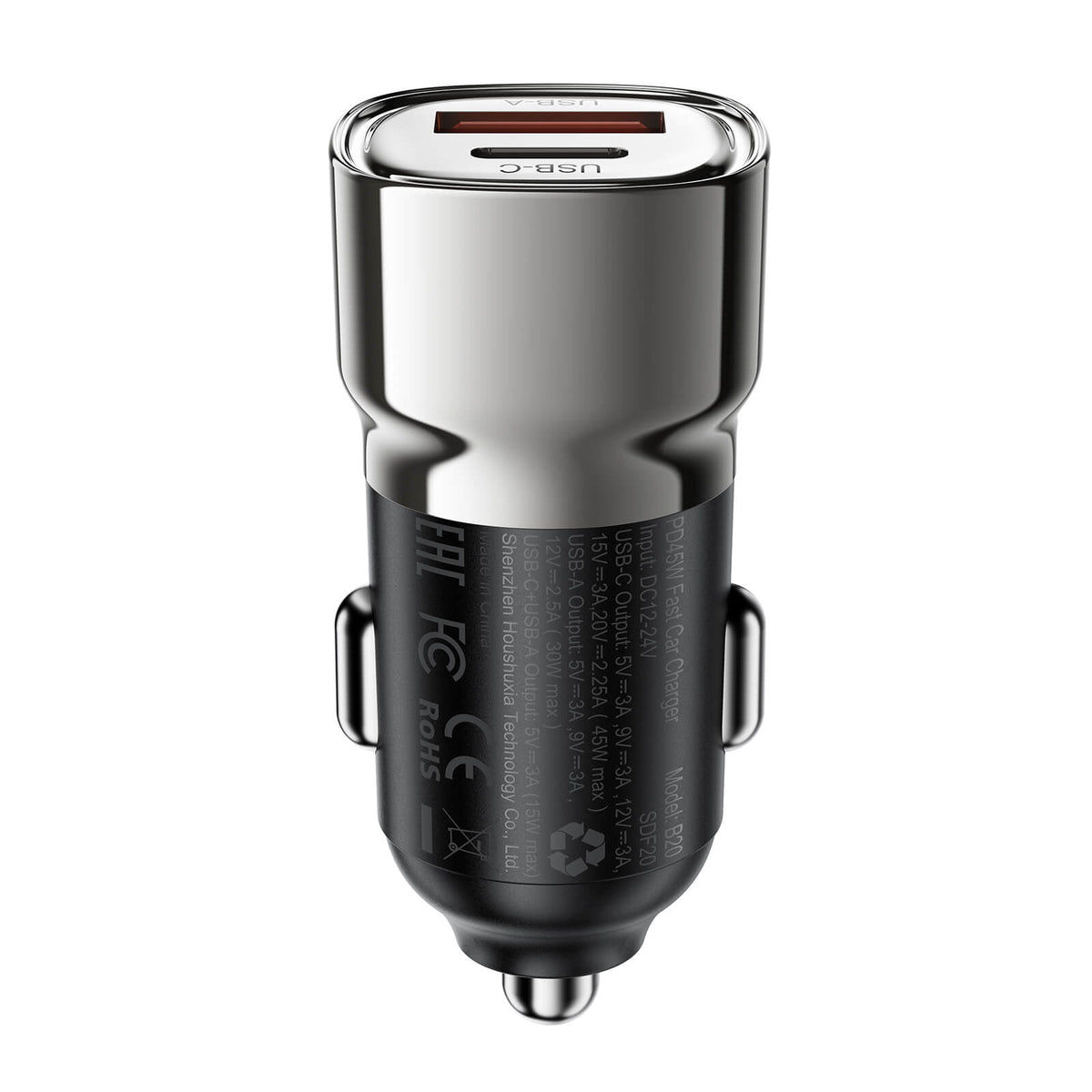 Acefast PD 45W USB-C USB-A Dual Port Car Charger B20