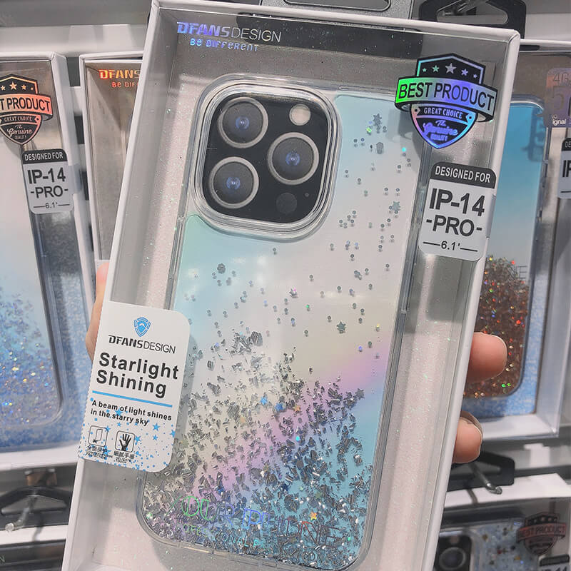 iPhone 14Pro DFANS Diamond Series Gradient Silver Foil Shockproof Case