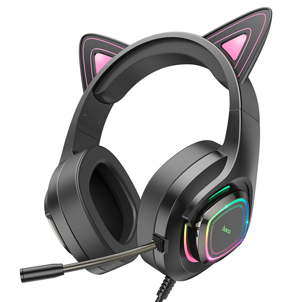 hoco. Cute Glowing Cat Ear Gaming Headset with Mic and LED Light W107