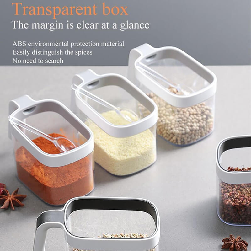 Mobie Wall Mounted Spice Organizer with Sealed Containers and Spoons E2007