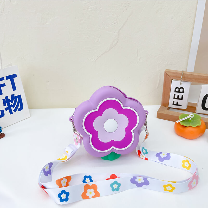 Little Flower Q Uncle Silicone Children's Crossbody Bags Coin Purse