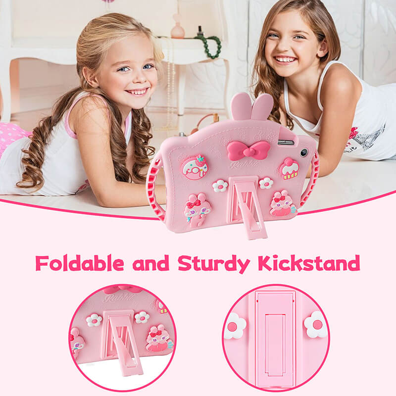 iPad 9th 10.2 2021 Cute Rabbit Protection Case with Foldable Kickstand