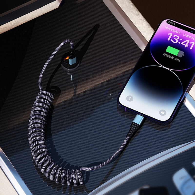 Rock Type-C to Lightning Spring Design Braided Charging Cable 150cm PD 20W