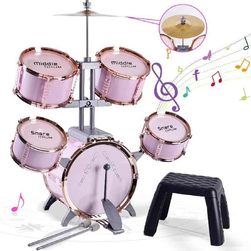 Mobie Educational Instrument Toy Jazz Drum Set for Kids Ages 3-10