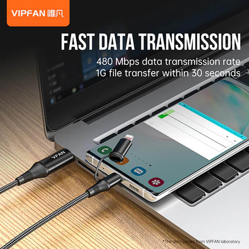 VFAN 4 in 1 Nylon Braided 60W Fast Charging Data Cable 1.2m X19