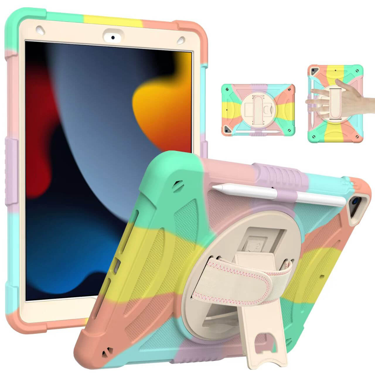 iPad Pro 10.5 2017 Three Layer Protection 360° Rotatable Grip Case with Stand and Penslot