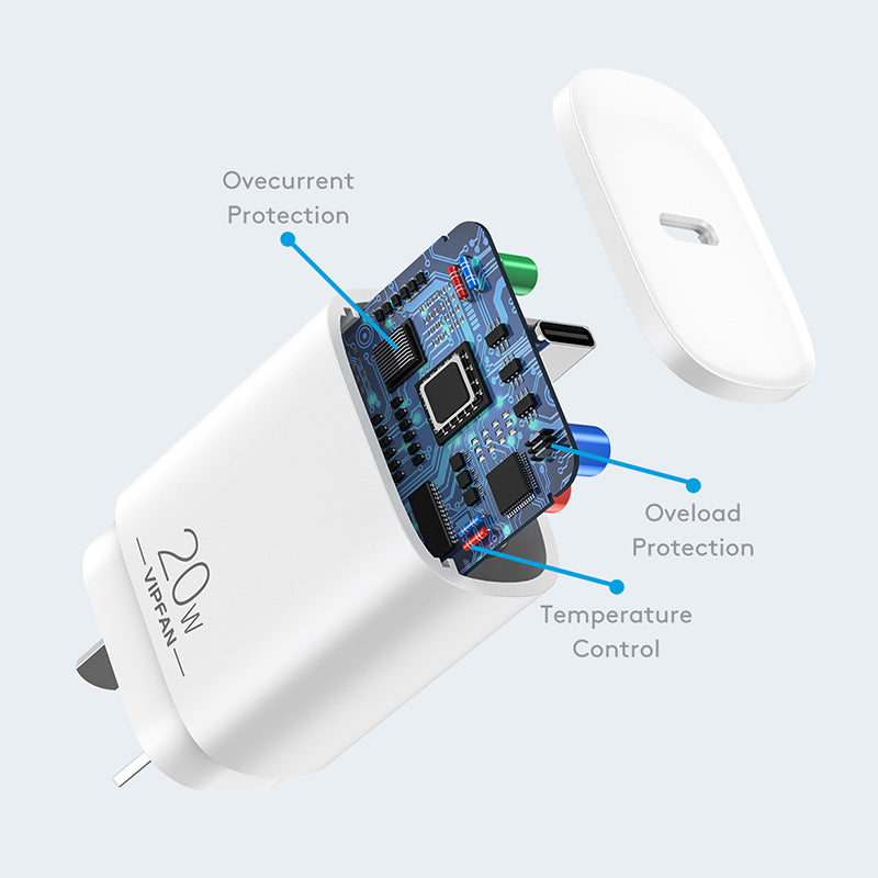 VFAN USB-C Power Delivery 20W Super Fast Charger Plug AU5