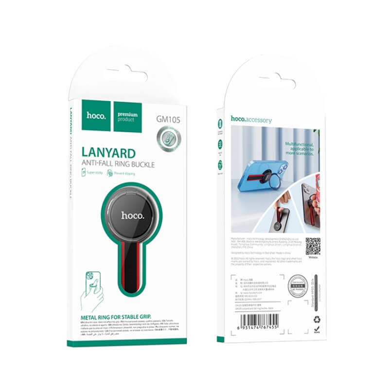 Hoco 360° Rotatable Phone Ring Holder Grip with Anti Drop Strap GM105