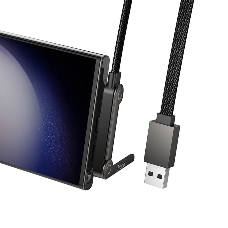 Hoco Type-C to USB-A Nylon Braided Cable with Foldable Phone Stand 1.2m U150