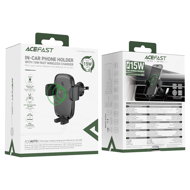 Acefast 15W Wireless Charging Car Vent Phone Holder D48