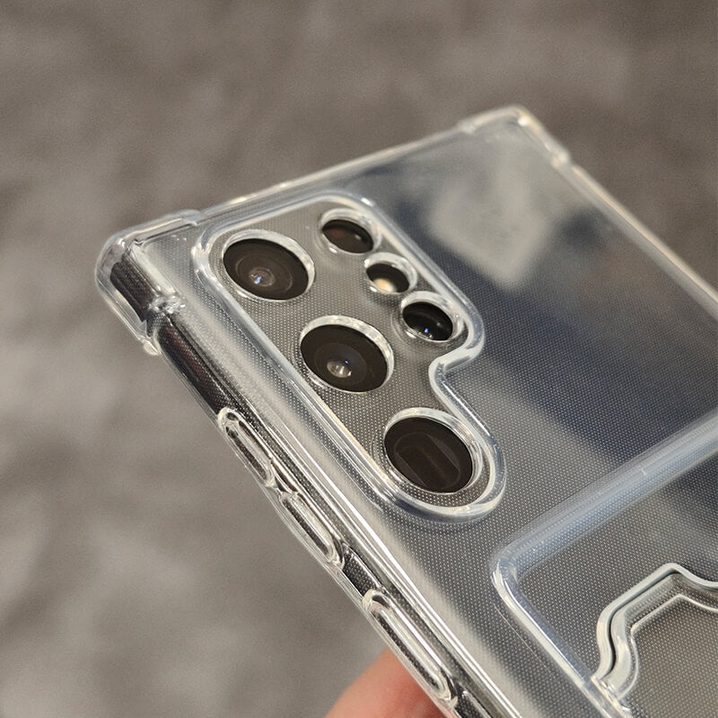 Samsung Galaxy S22 2022 Crystal-Clear Minimalist Wallet Phone Case with Card Holder