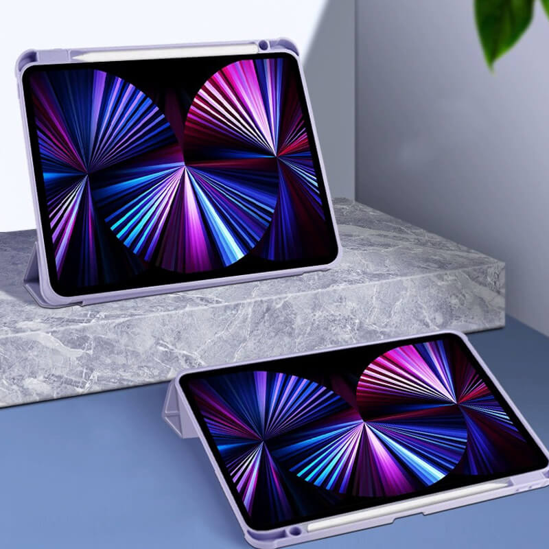 iPad 5th 9.7 2017 Silicone Flip Case with Built-in Pen Slot