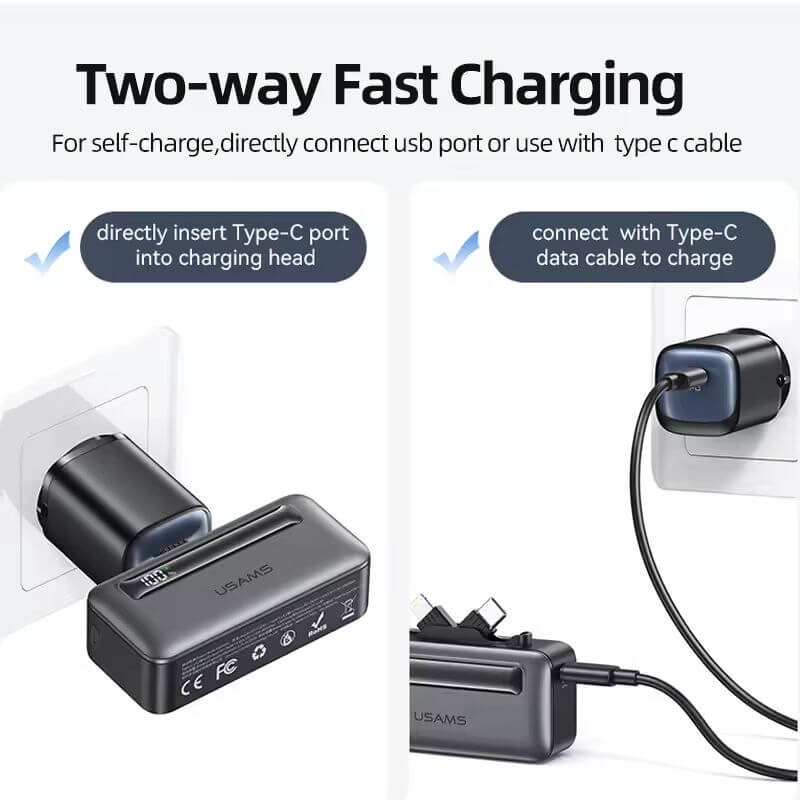 Mobie 20W 5000mAh Fast Charge Power Bank with Built in Cable