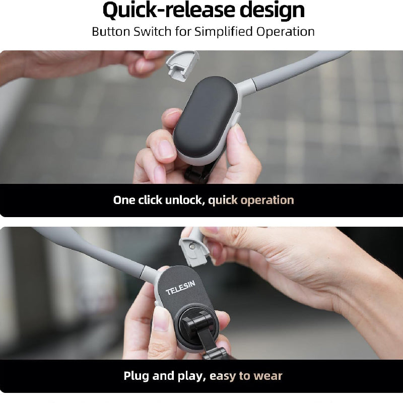 Telesin 360° Magnetic Neck Phone Mount Adjustable POV Holder for iPhone & Android