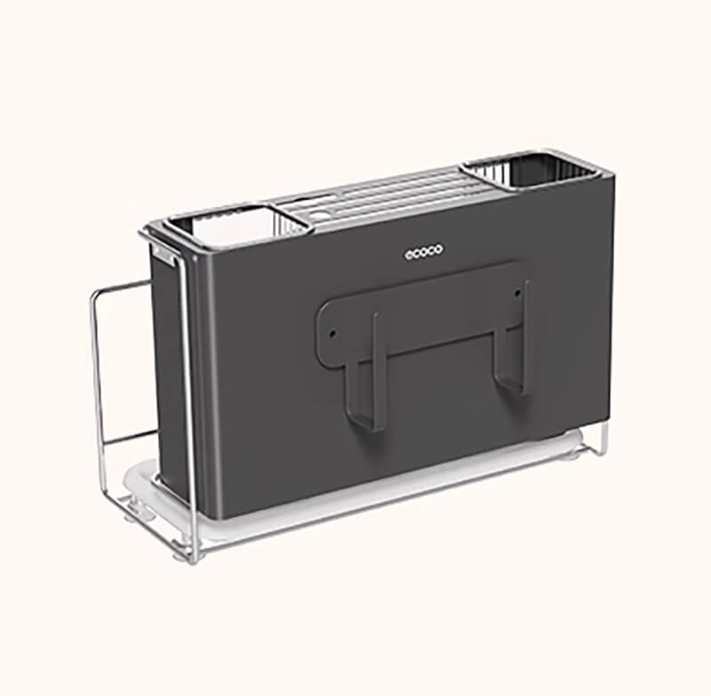 Mobie All-in-One Stainless Steel Knife Block with Magnetic Lid Holder and Drip Tray E25122