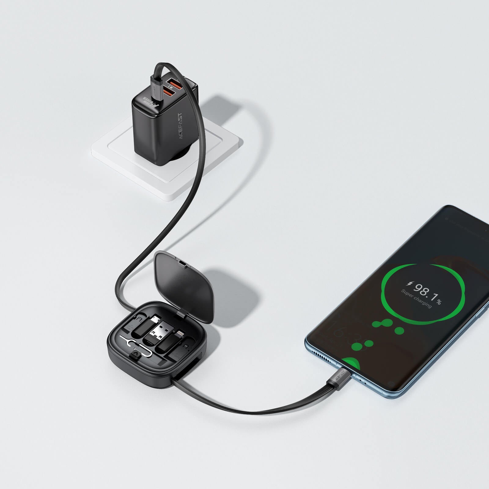 Acefast Multifunctional Retractable Charging Data Cable Box J3