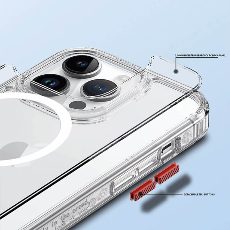 iPhone 15Pro Elite Series Transparent Magsafe Detachable Buttons Phone Case