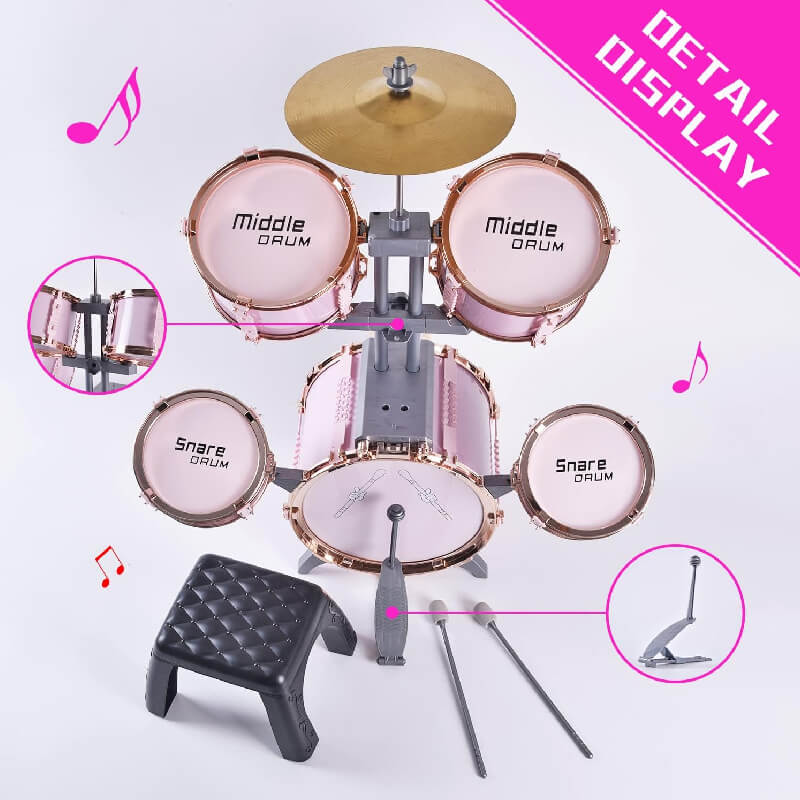Mobie Educational Instrument Toy Jazz Drum Set for Kids Ages 3-10