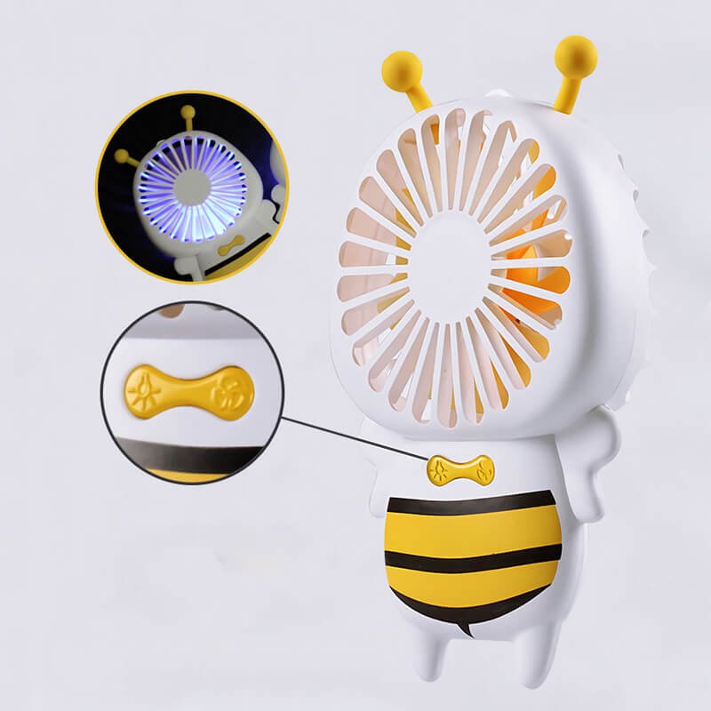 Mobie Portable Handheld Bee Mini Fan with Night Ligh & Lanyard