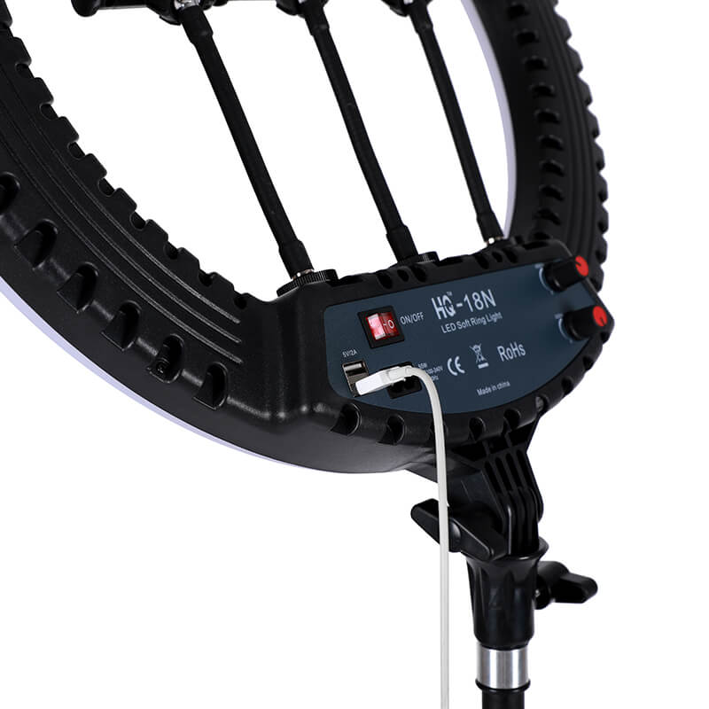 HQ 18 inch(46cm) LED Soft Ring Light with 1.9M Tripod Stand & 3 Phone Holders