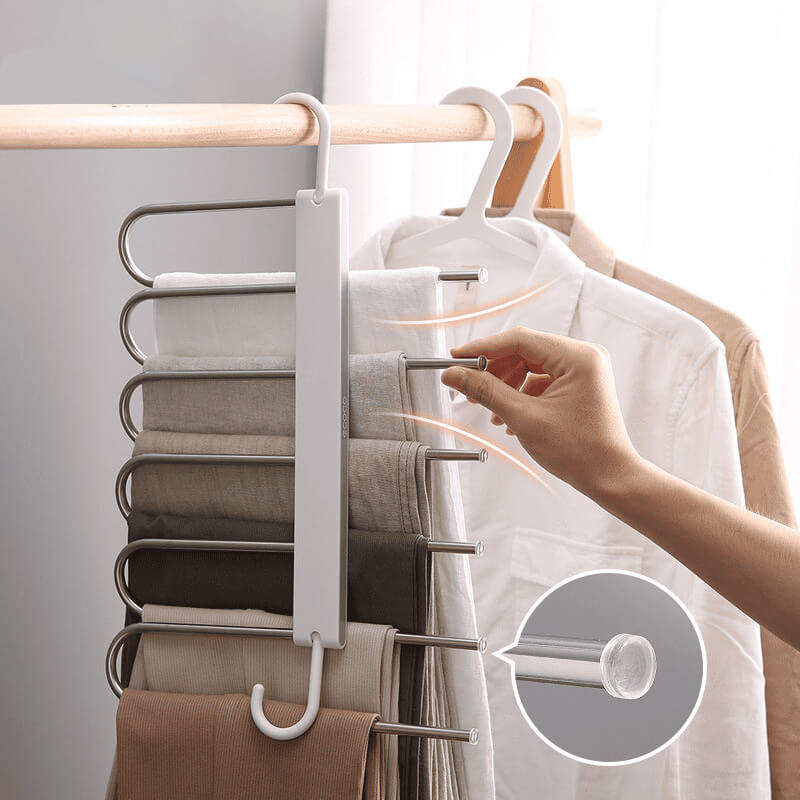 Mobie Space Saving 6 in 1 Multi Functional Folding Hanger for Pants Ties and Belts E2020