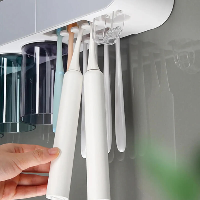 Mobie Magnetic Toothbrush Holder with Cups Bathroom Organizer E2122
