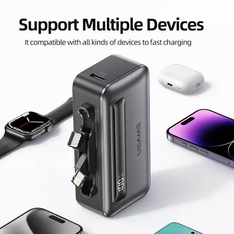Mobie 20W 5000mAh Fast Charge Power Bank with Built in Cable