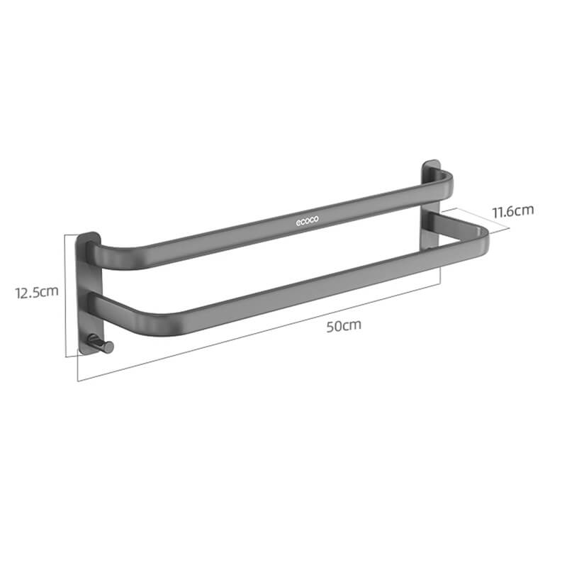 Mobie No Drill Adhesive Aluminum Double Layer Towel Bar E25054
