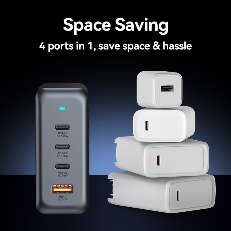 VFAN PD 100W 4 in 1 GaN Fast Charger Station with 1.2m AC Power Cord AU9