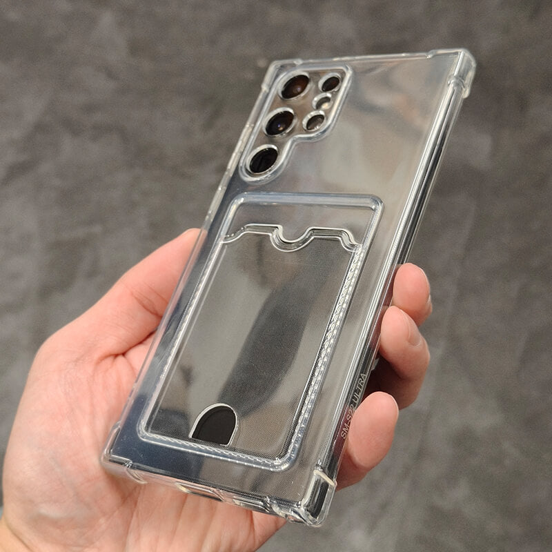 Samsung Galaxy S22 2022 Crystal-Clear Minimalist Wallet Phone Case with Card Holder