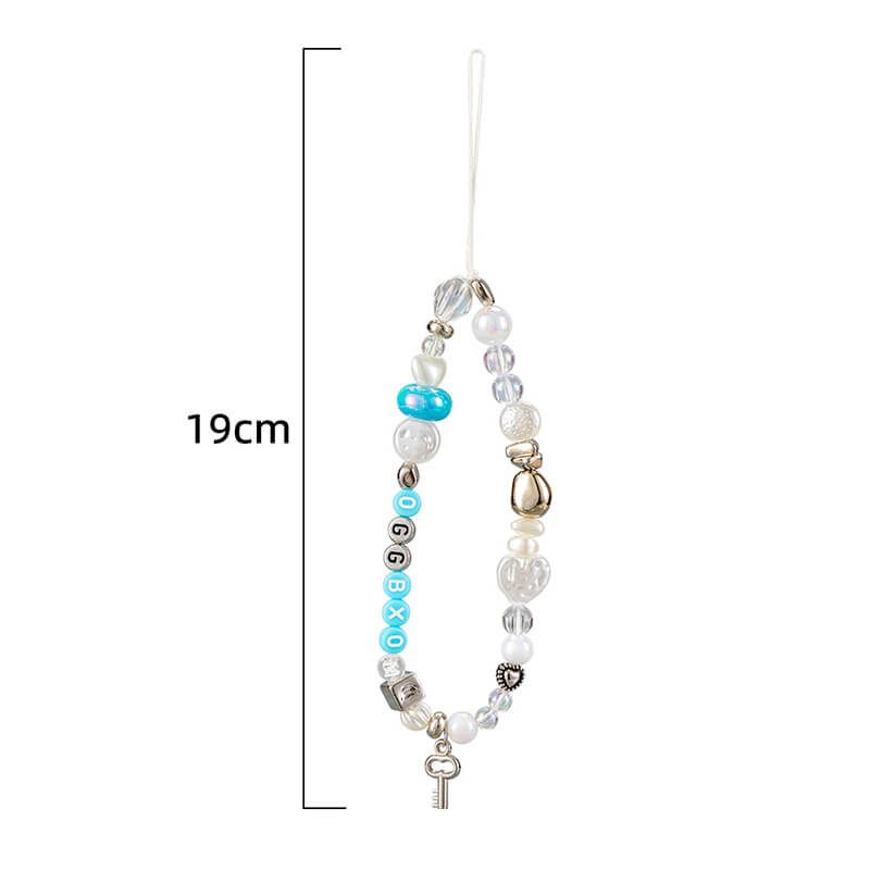 Mobie Letter Beads Phone Chain Anti-Drop Wrist Lanyard 19cm