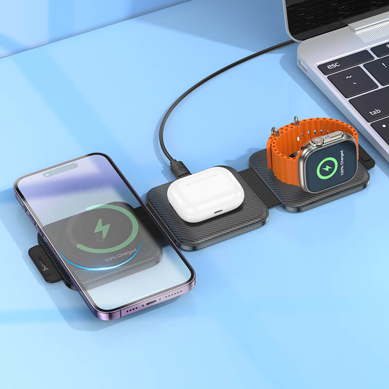 hoco Unique 3-in-1 Folding Magnetic Wireless Fast Charger CQ4