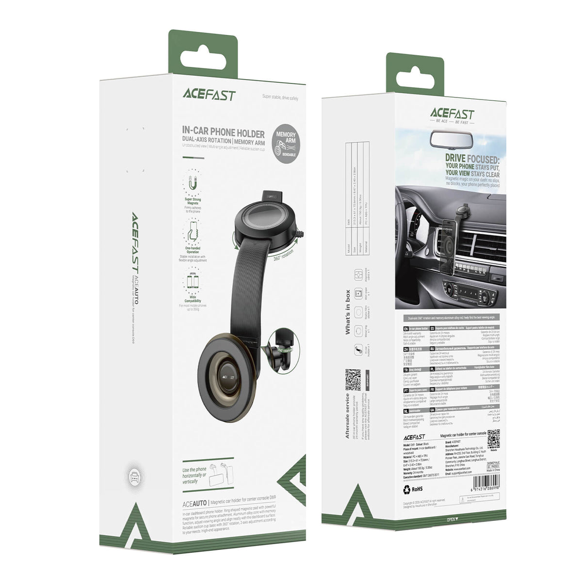 Acefast Magnetic Dashboard Car Holder with Flexible Arm and Strong Suction D69