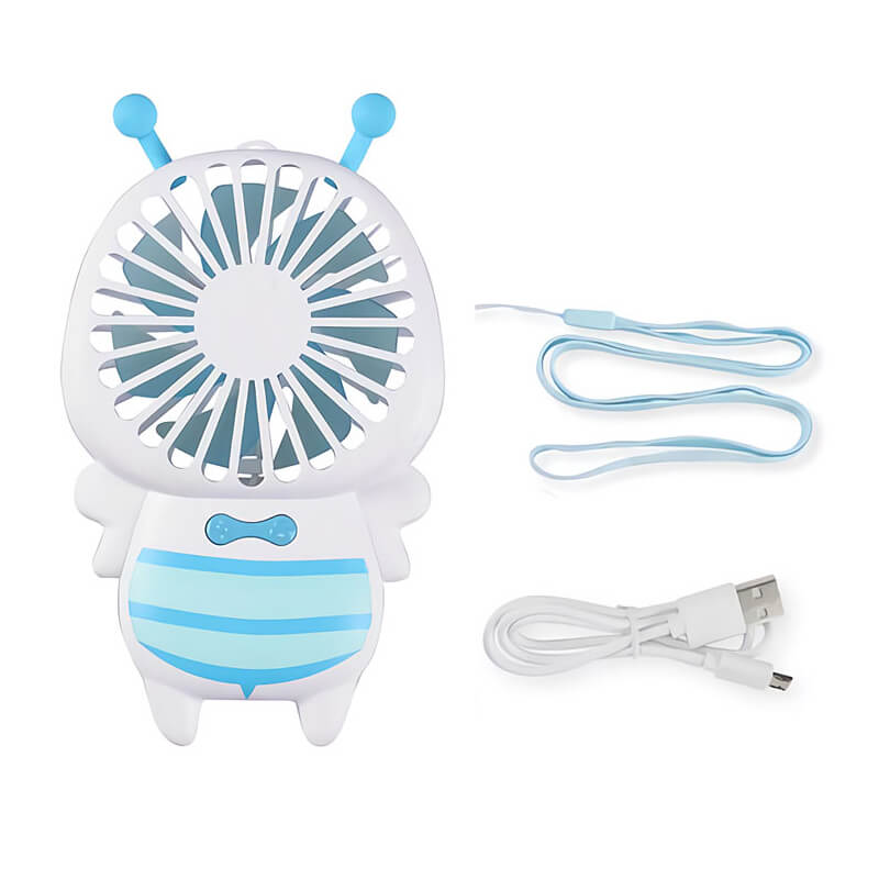 Mobie Portable Handheld Bee Mini Fan with Night Ligh & Lanyard