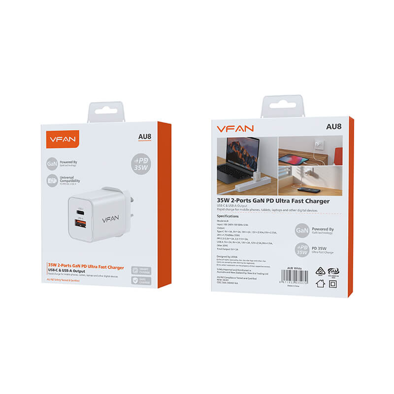 Mobie 2 in 1 PD Ultra Fast Charger Type-C & USB-A 35W AU8