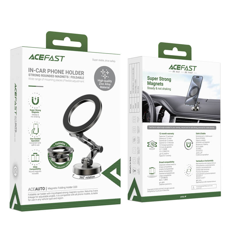 Acefast Zinc Alloy Magnetic Foldable Car Mount D20