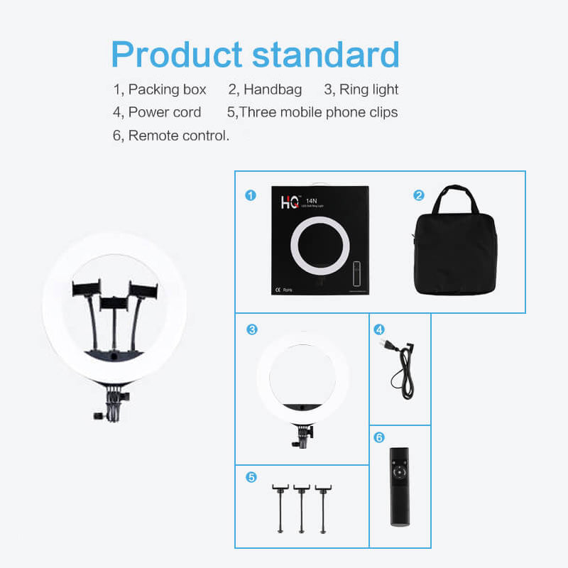 HQ 14 inch(33cm) LED Soft Ring Light with 3 Phone Holders