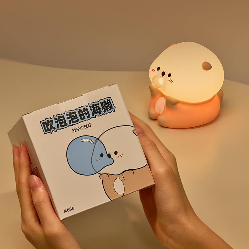 Mobie Bubble Blowing Sea Otter Silicone Touch Pat Night Light