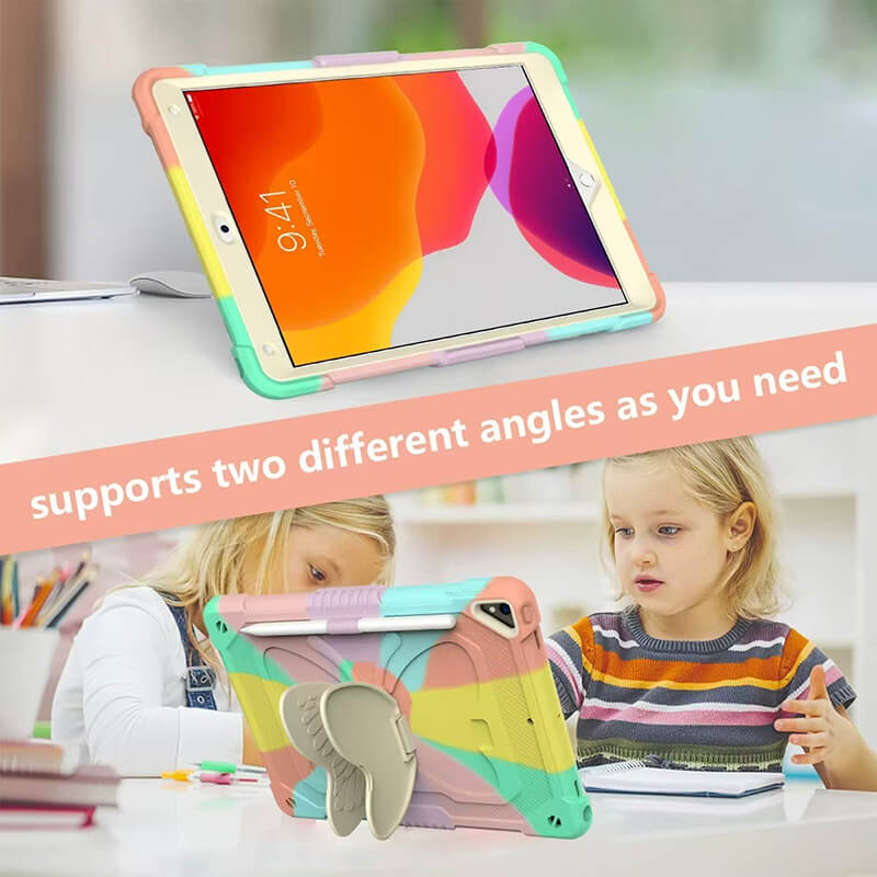iPad 6th 9.7 2018 Three Layer Multipile Angles Butterfly Stand Case with Penslot