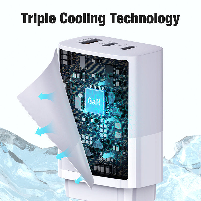 VFAN USB A+C PD 65W 3-in-1 GaN Ultra Fast Charger Plug MacBook Available AU7